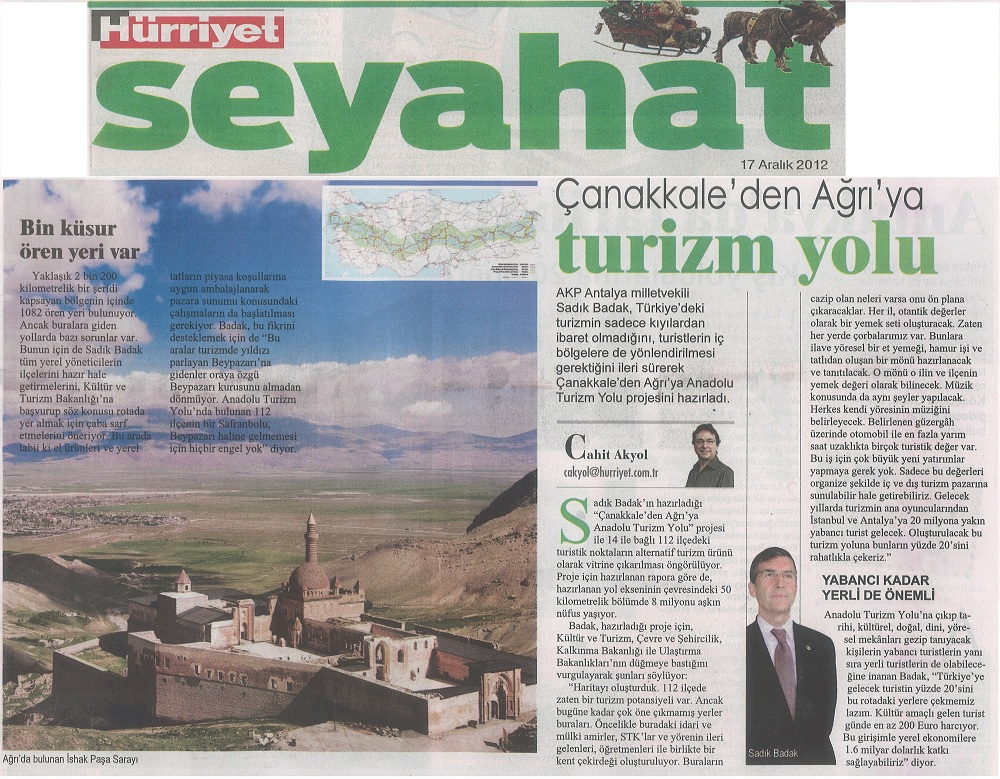 Hürriyet Seyahat - Çanakkale'den Ağrı'ya Turizm Yolu - 17 Aralık 2012